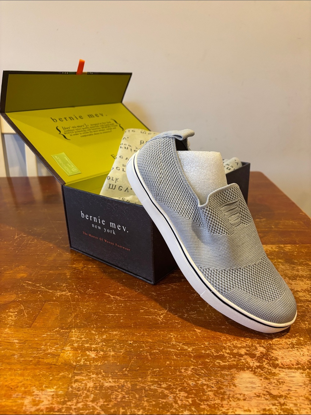 bernie mev. Light Gray Knit Slip-On Sneaker